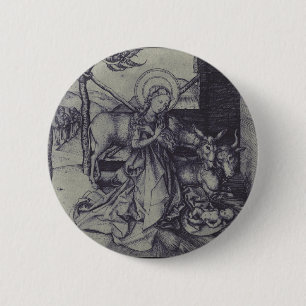 Old Nativity scene og Jesus Christ 2 Inch Round Button