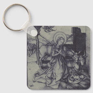 Old Nativity scene og Jesus Christ Keychain