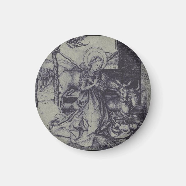 Old Nativity scene og Jesus Christ Magnet (Front)