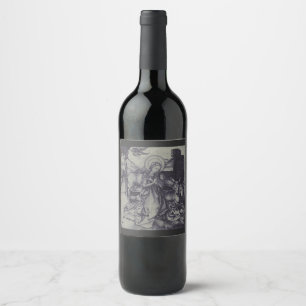 Old Nativity scene og Jesus Christ Wine Label