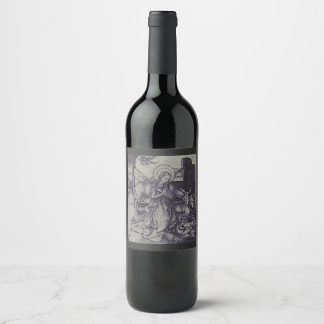 Old Nativity scene og Jesus Christ Wine Label (Front)