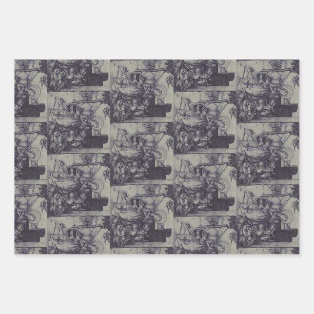 Old Nativity scene og Jesus Christ Wrapping Paper Sheet (Front)