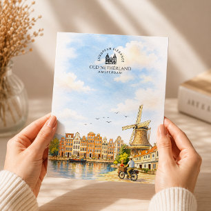 Old Netherland – Amsterdam   Watercolor Travel Holiday Postcard