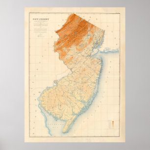Old New Jersey Geological Map (1888) Poster