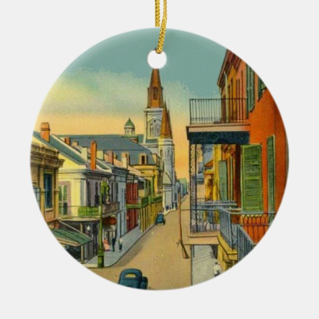 Old New Orleans French Quarter Ceramic Ornament (Front)