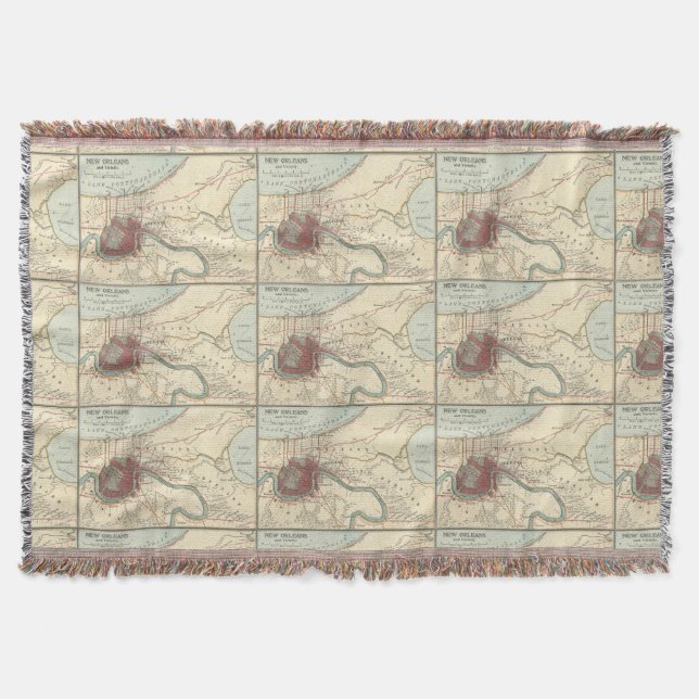 Old New Orleans  Map Throw Blanket (Front)