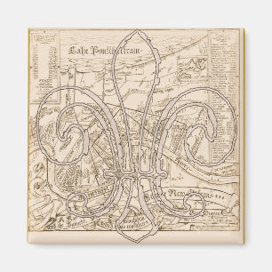 Old New Orleans Map with Fleur Magnet