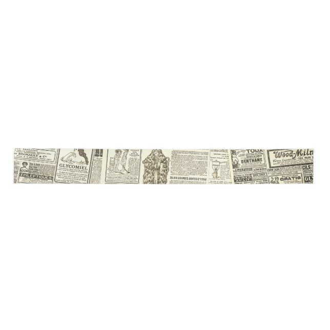 old newspaper composition satin ribbon (Front)