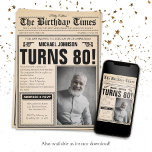 Old Newspaper Fun Custom Photo 80th Birthday Party Invitation<br><div class="desc">Old Newspaper Fun Custom Photo 80th Birthday Party Invitation. A cool and humourous birthday invitation design that looks like a vintage newspaper!  It is customizable and can be used for any age birthday party! Need help with this design template? Contact the design by clicking on the 'Message' button below.</div>