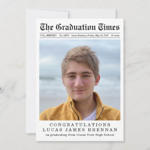 Old Newspaper Graduation Announcement Invitation