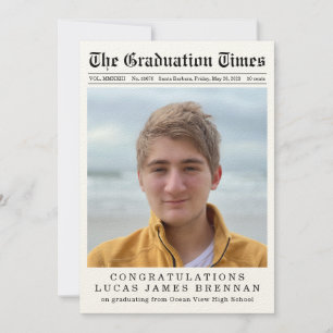 Old Newspaper Graduation Announcement Invitation 