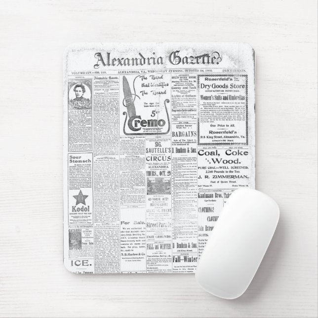 Old Newspaper Mousepad (With Mouse)