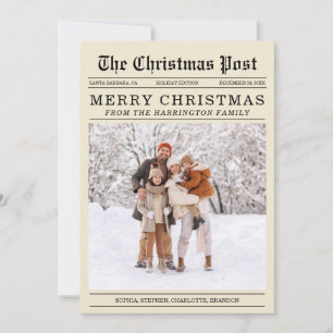 Old Newspaper Style Christmas Greeting Card