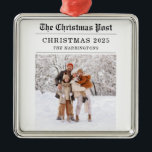 Old Newspaper Style Christmas Greeting Card Metal Ornament<br><div class="desc">Check out these cute Christmas tree ornaments in vintage,  old newspaper style.  Start spreading the news and some extra holiday cheer.

If you need any changes in the design such as colour,  text,  or font; please feel free to contact us. We love being a part of your happy memories.</div>