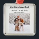 Old Newspaper Style Christmas Greeting Card Metal Ornament<br><div class="desc">Check out these cute Christmas tree ornaments in vintage,  old newspaper style.  Start spreading the news and some extra holiday cheer.

If you need any changes in the design such as colour,  text,  or font; please feel free to contact us. We love being a part of your happy memories.</div>