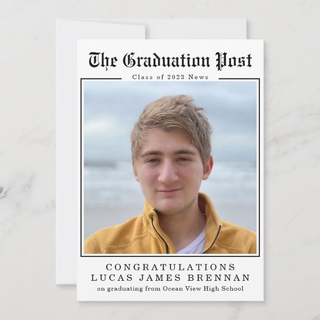 Old Newspaper Style Graduation Announcement (Front)
