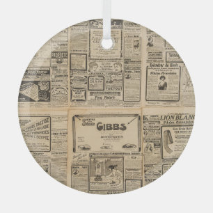 Old newspaper: vintage paper background. glass ornament