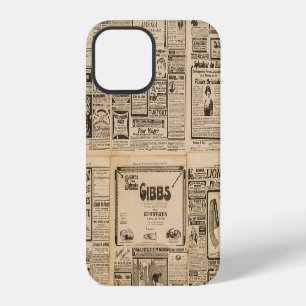 Old newspaper: vintage paper background. iPhone 12 case