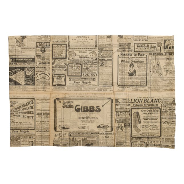 Old newspaper: vintage paper background. pillowcase (Front)