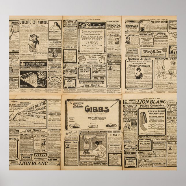 Old newspaper: vintage paper background. poster (Front)
