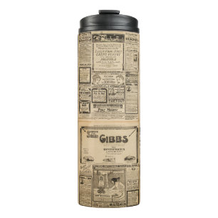 Old newspaper: vintage paper background. thermal tumbler