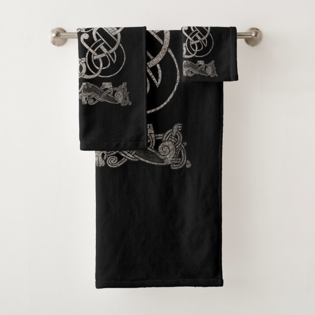 Old norse design bath towel set (Insitu)