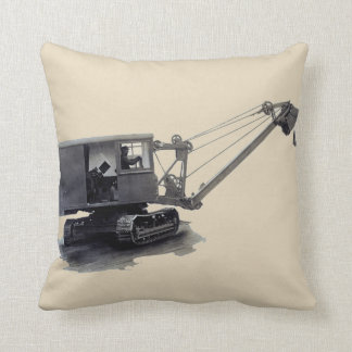Old Northwest Crane Shovel Construction Equipment Throw Pillow