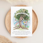 Old Oak Tree Balloons Flag Birthday Party Invitation<br><div class="desc">Charming watercolor illustration of an old oak tree with streamers blowing,  flag bunting banner,  balloons a wood sign pointing to the party. Customize the text for your event like baby shower,  bridal shower or birthday party.</div>