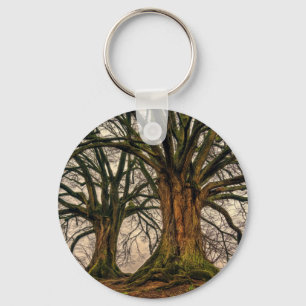 Old Oak Tree in Winter Keychain