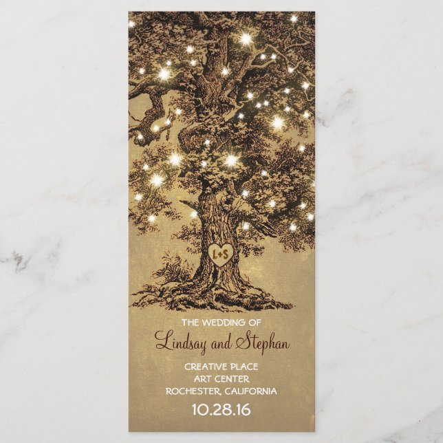 old oak tree rustic wedding programs (Front)