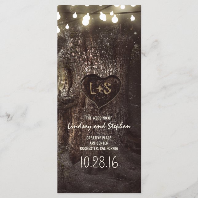 old oak tree rustic wedding programs (Front)