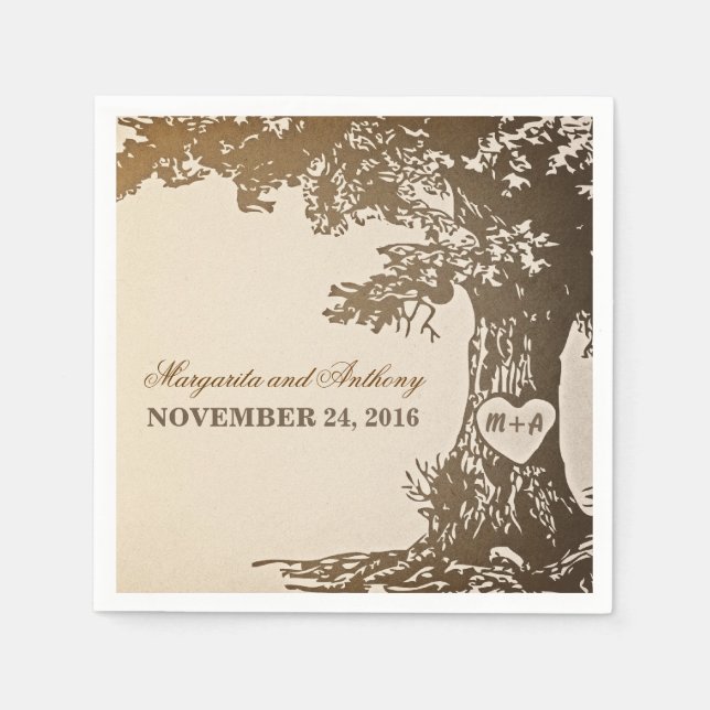 old oak tree vintage paper napkins (Front)