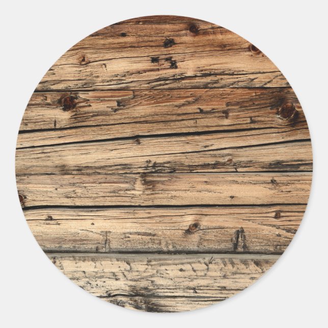 Old oak wood texture background round sticker (Front)
