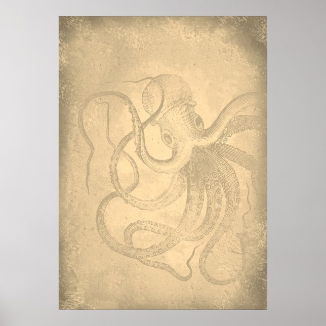 Old octopus | Sea life | Vintage Paper Poster (Front)