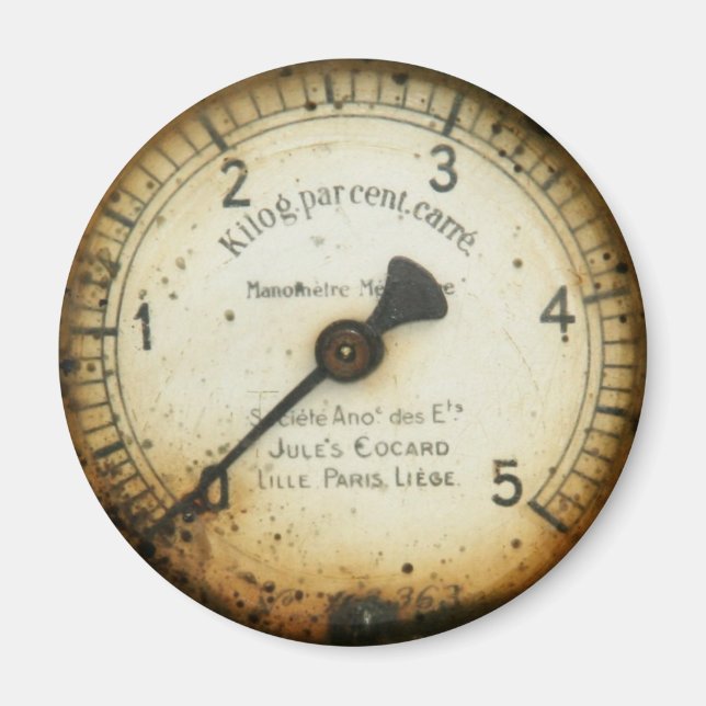 old oil pressure gauge / instrument / dial / metre magnet (Front)