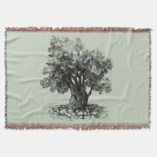 Old olive tree throw blanket