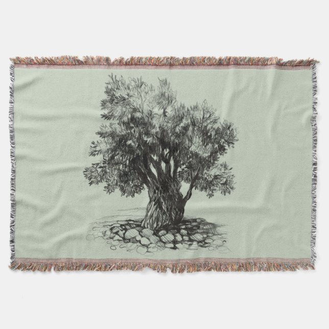 Old olive tree throw blanket (Front)