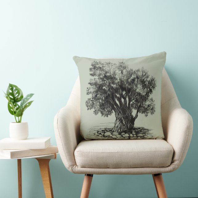Old olive tree throw pillow (Chair)
