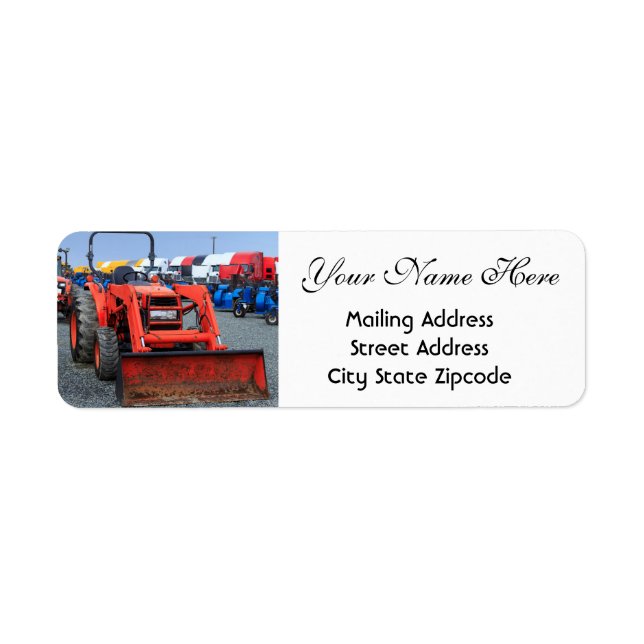 Old Orange Tractor Return Address Label (Front)