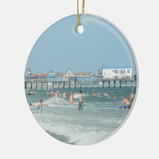 Old Orchard Beach Pier Ceramic Ornament (Left)