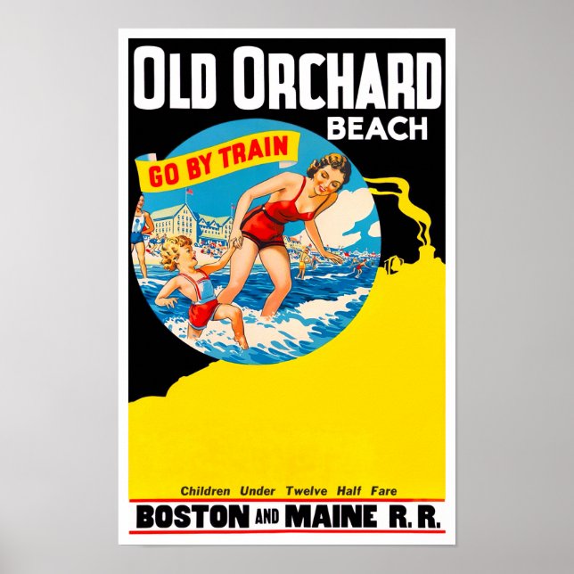 Old Orchard Beach vintage travel poster (Front)