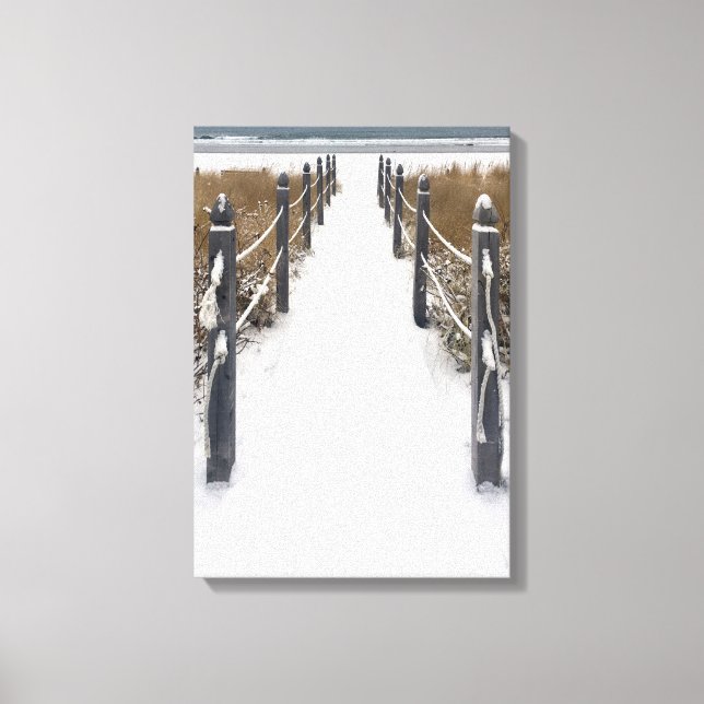 old orchard beach winter walk canvas print (Front)