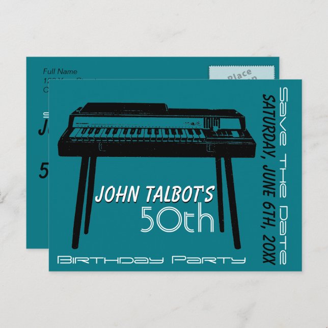 Old Organ 50th birthday Party Save the Date Announcement Postcard (Front/Back)