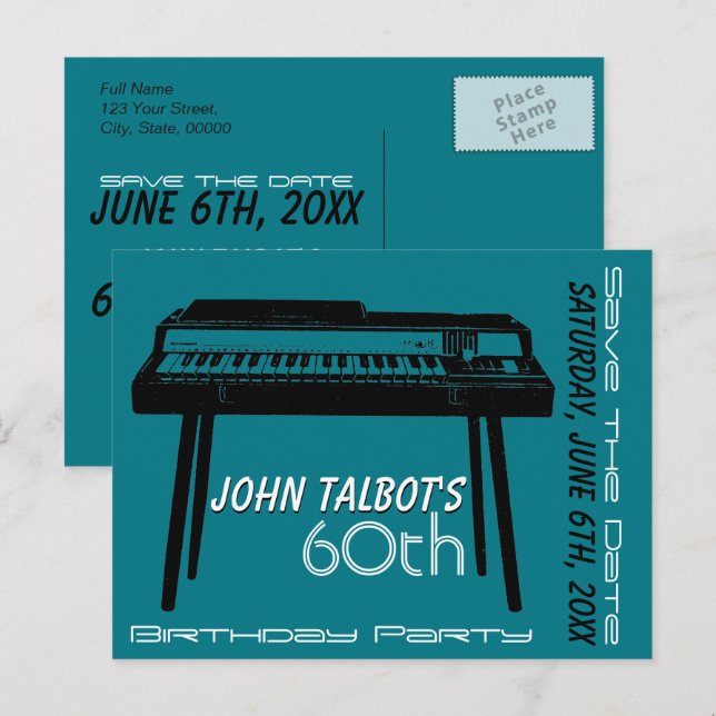 Old Organ 60th birthday Party Save the Date Announcement Postcard (Front/Back)