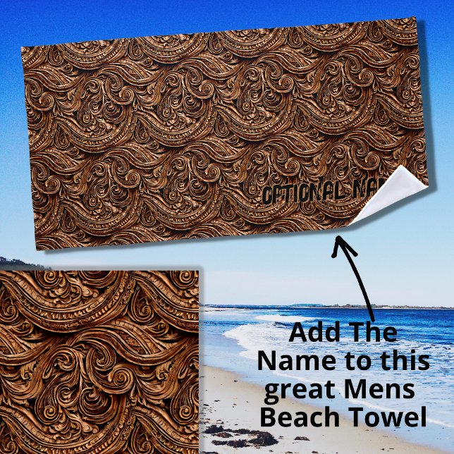 Old Ornate Carved Wood Panels Brown  Beach Towel (Creator Uploaded)