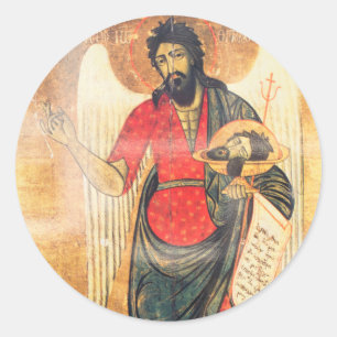 Old Orthodox icon of John the Baptist Classic Round Sticker