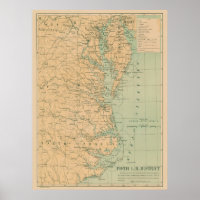 Old Outer Banks & Chesapeake Bay Lighthouse Map