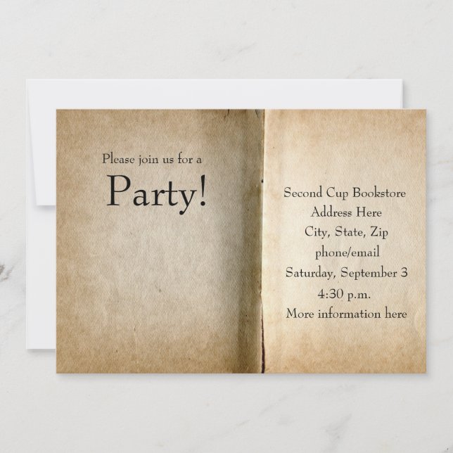 Old Pages Book Invitation (Front)