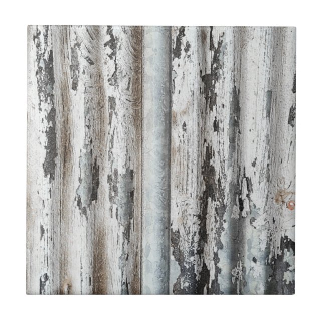 Old Paint Chipped Wall of Corrugated Metal Tile (Front)