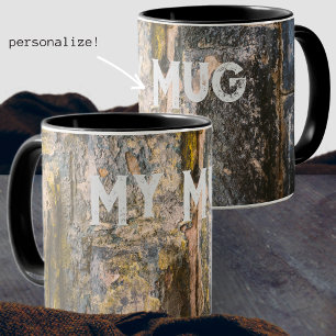 Old painted brick wall mug